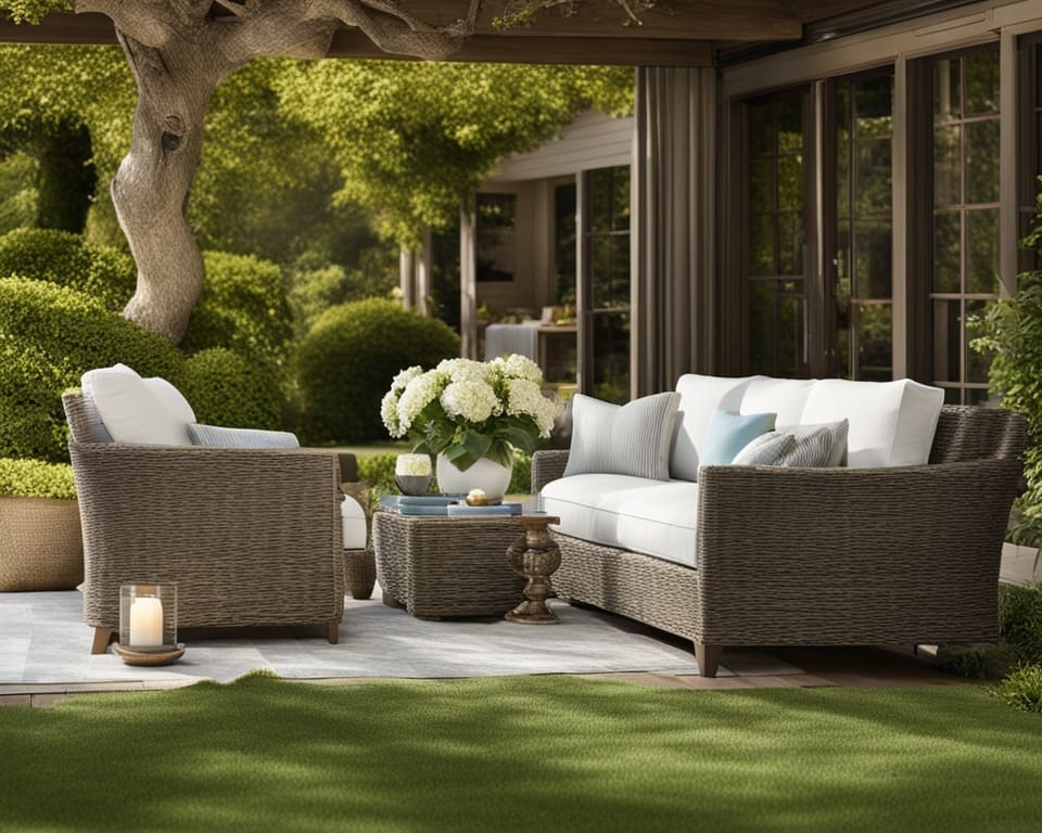 outdoor space with stylish side tables