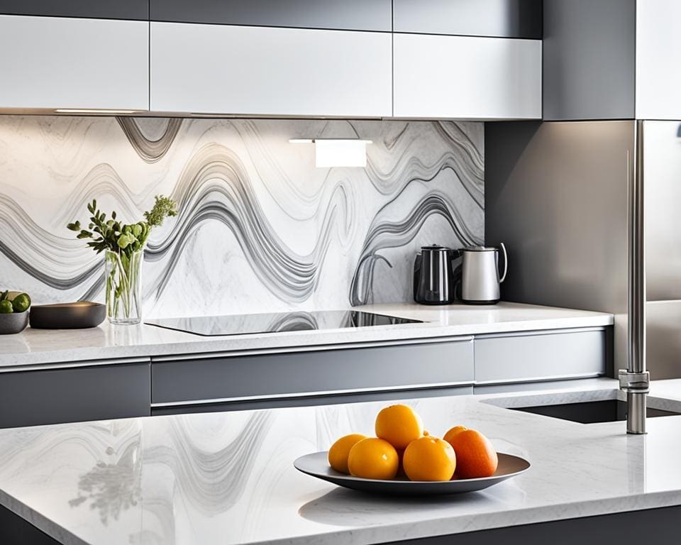 Quartz countertops showcasing unique patterns