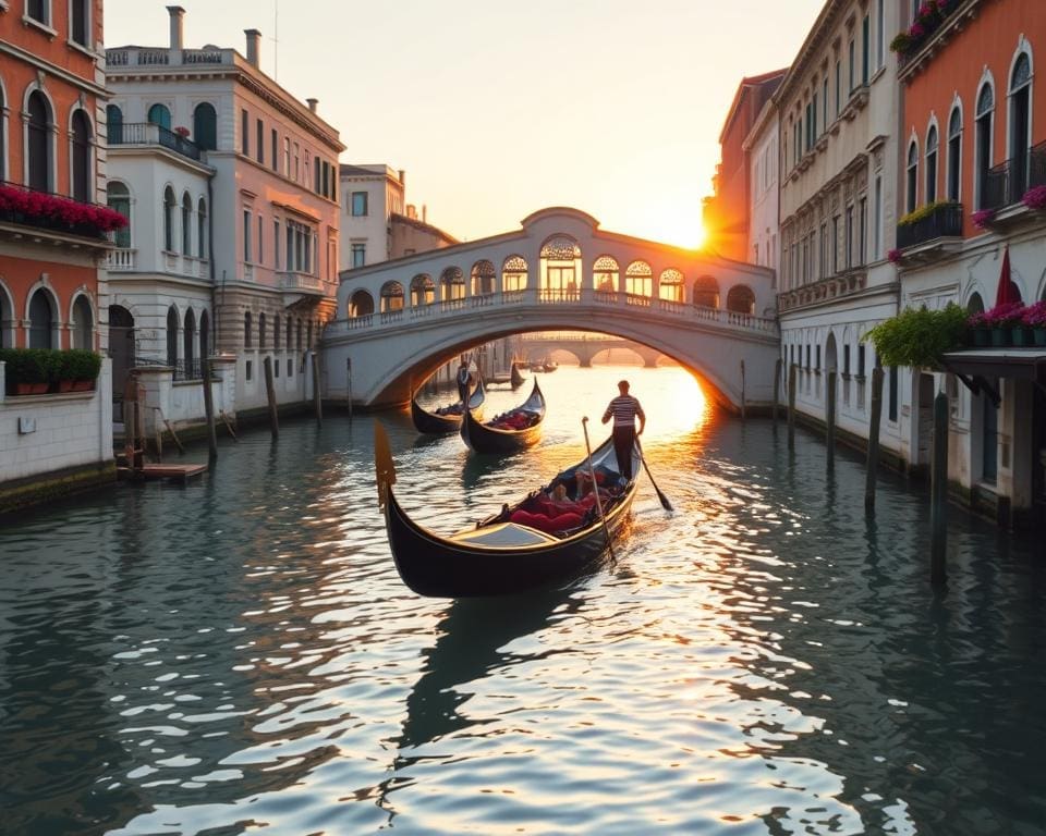 Gondolas on the canals of Venice