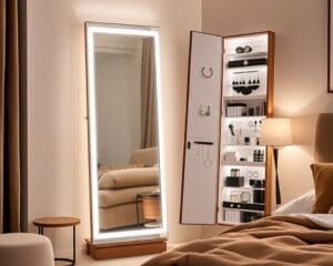 Standing Mirrors with Built-In Storage
