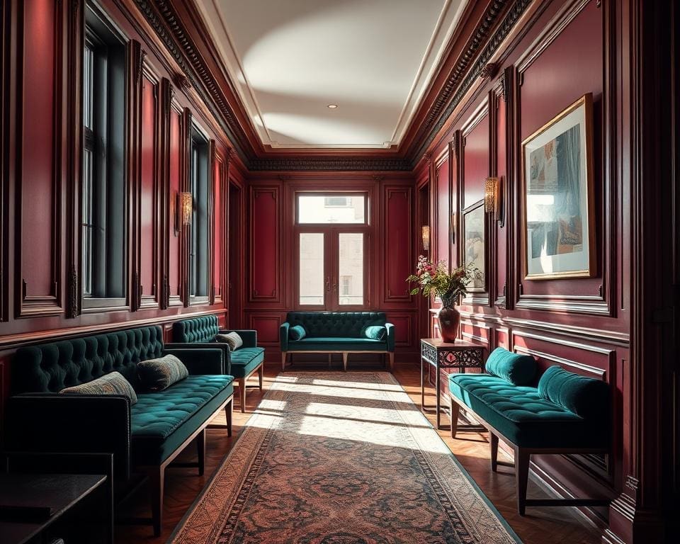 Velvet Bench Seats for Sophisticated Hallways