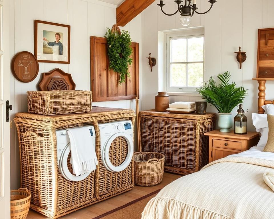 Wicker Laundry Baskets for Rustic Bedrooms