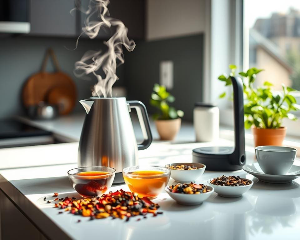 modern tea brewing with electric kettles