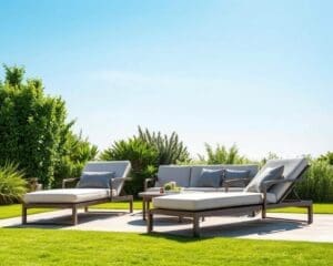 Adjustable outdoor lounge set with reclining features