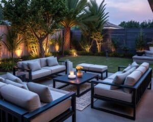 Contemporary lounge set with water-resistant cushions