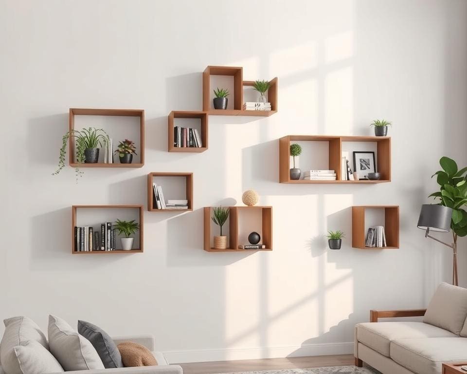 Cube-shaped wall shelves: creative and functional