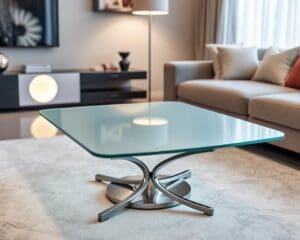 Designer coffee table with frosted glass top