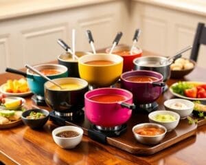 Magnetic fondue set with interchangeable pots