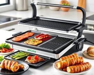 Multi-functional electric grill with interchangeable plates