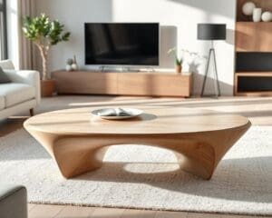 Organic-shaped coffee table with a minimalist design