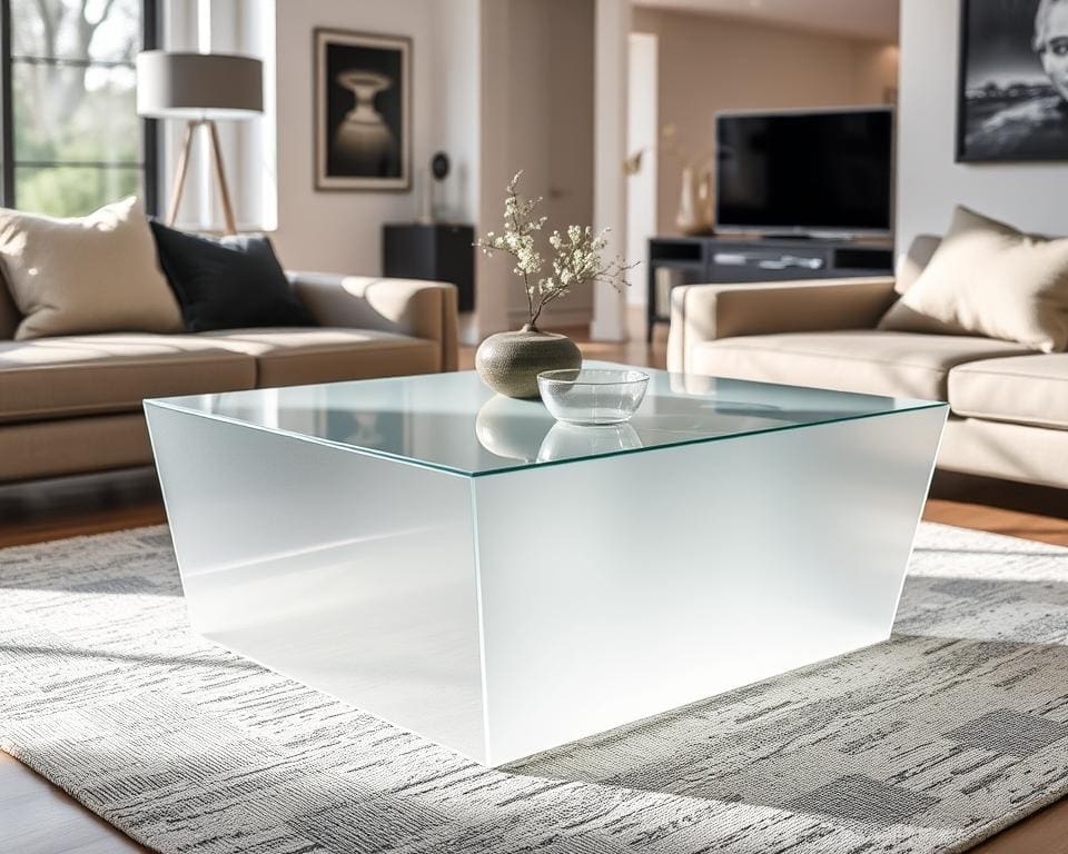 contemporary frosted glass table