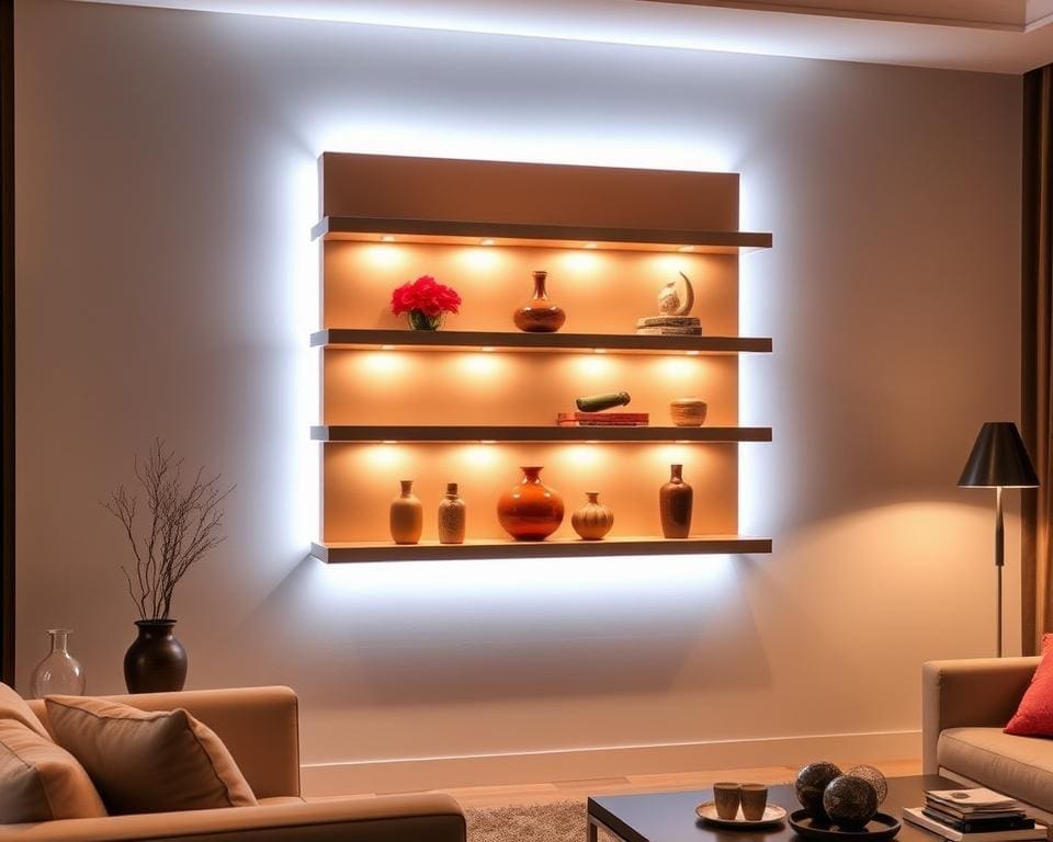 illuminated wall shelf