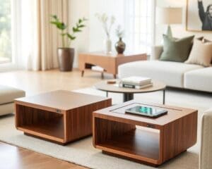 Designer side tables with built-in wireless charging