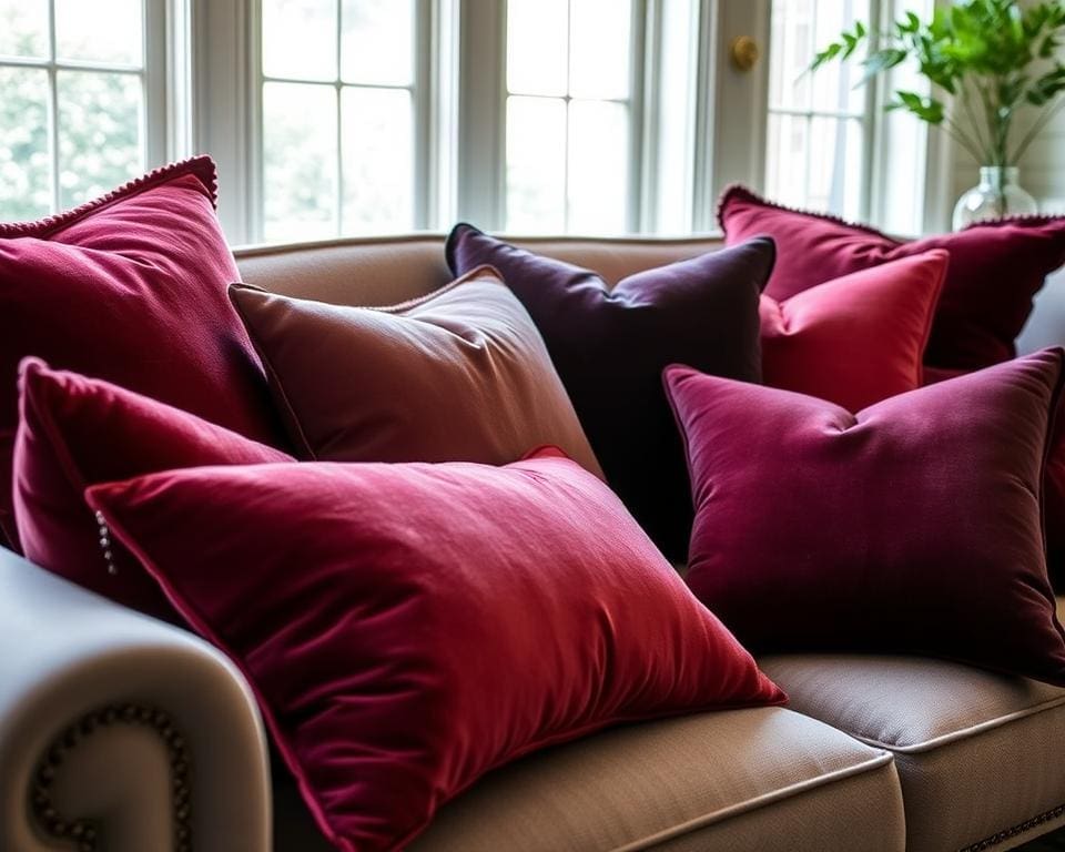 Luxury cushions in velvet finishes