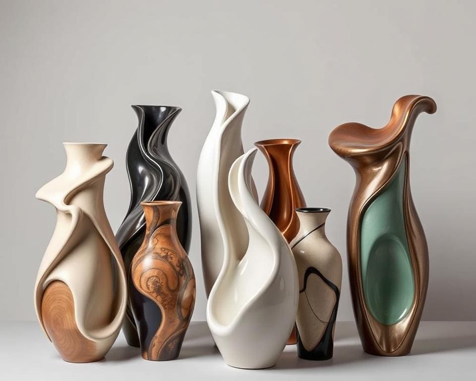 Designer vases in unique, sculptural shapes