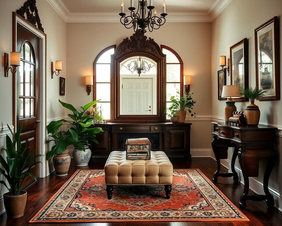 How can you create a warm, inviting entryway?