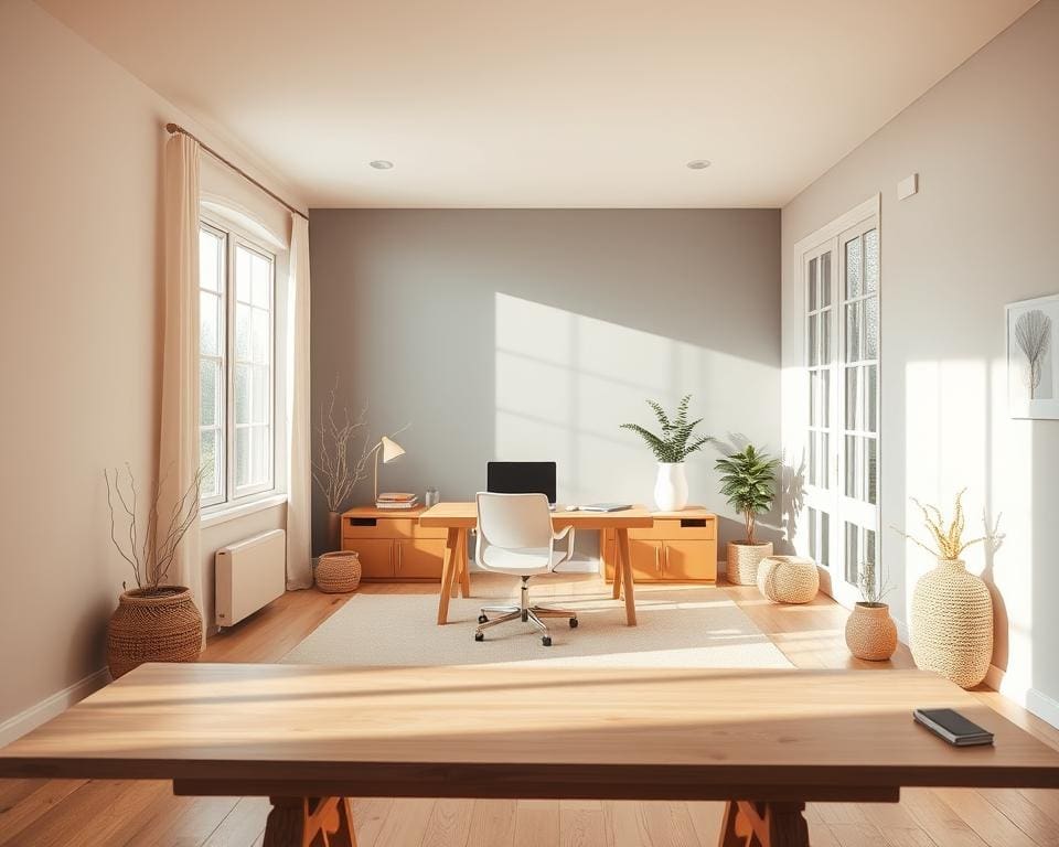 What are calming color schemes for a home office?