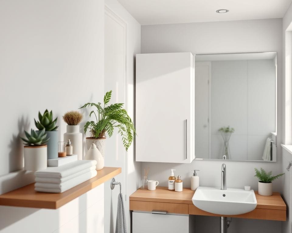 What are creative storage solutions for tiny bathrooms?