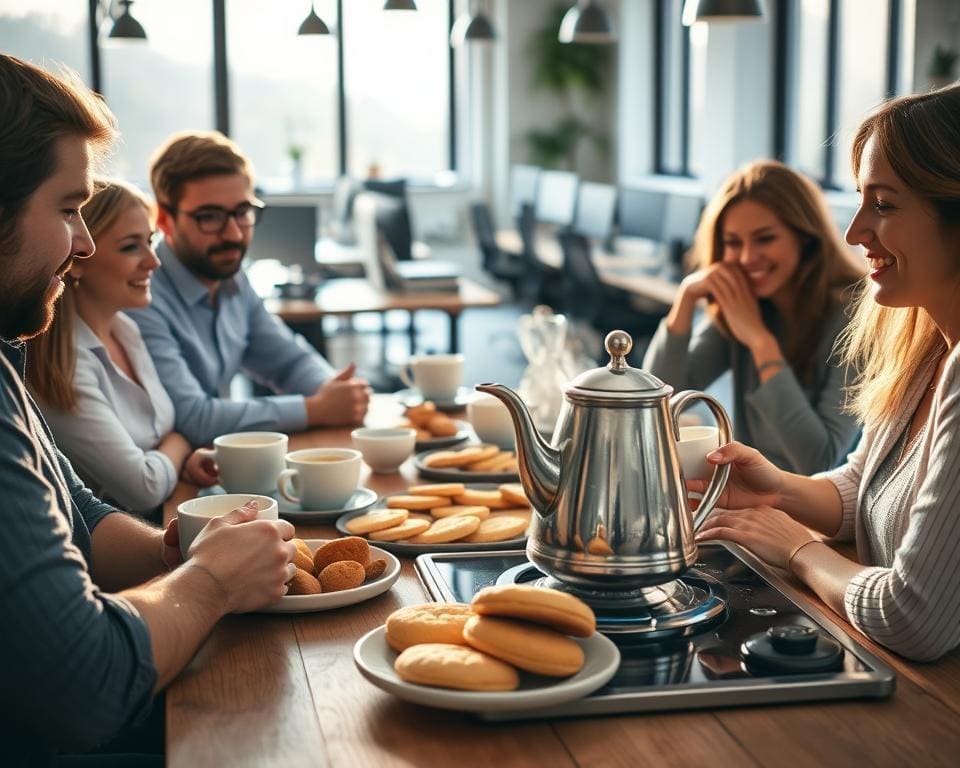 What does the 11am tea break do for morale?