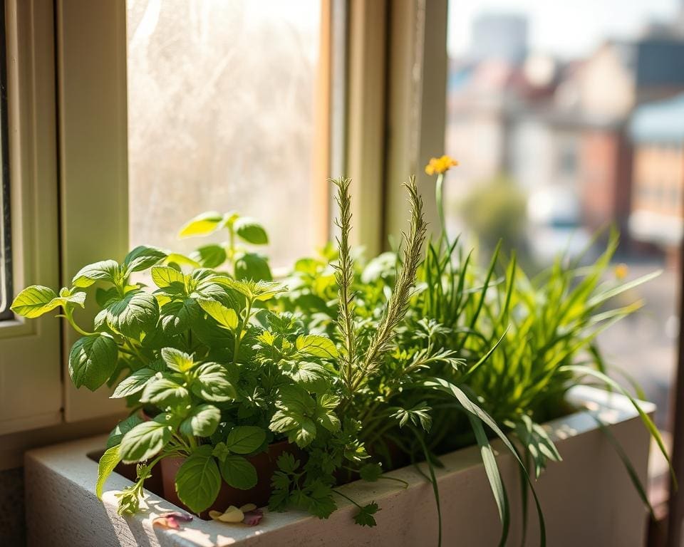 beauty of windowsill herbs