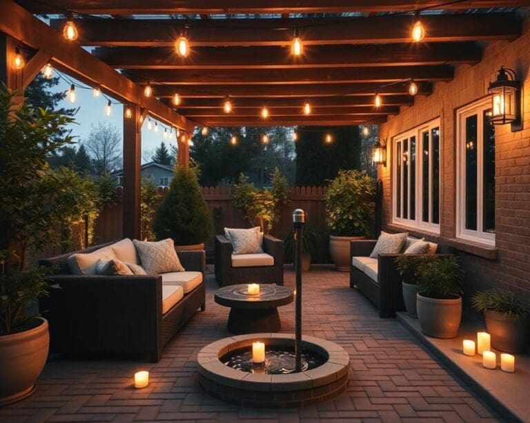 What is the best way to light up a patio at dusk?