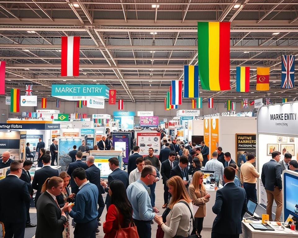 How do trade fairs help companies enter new markets?