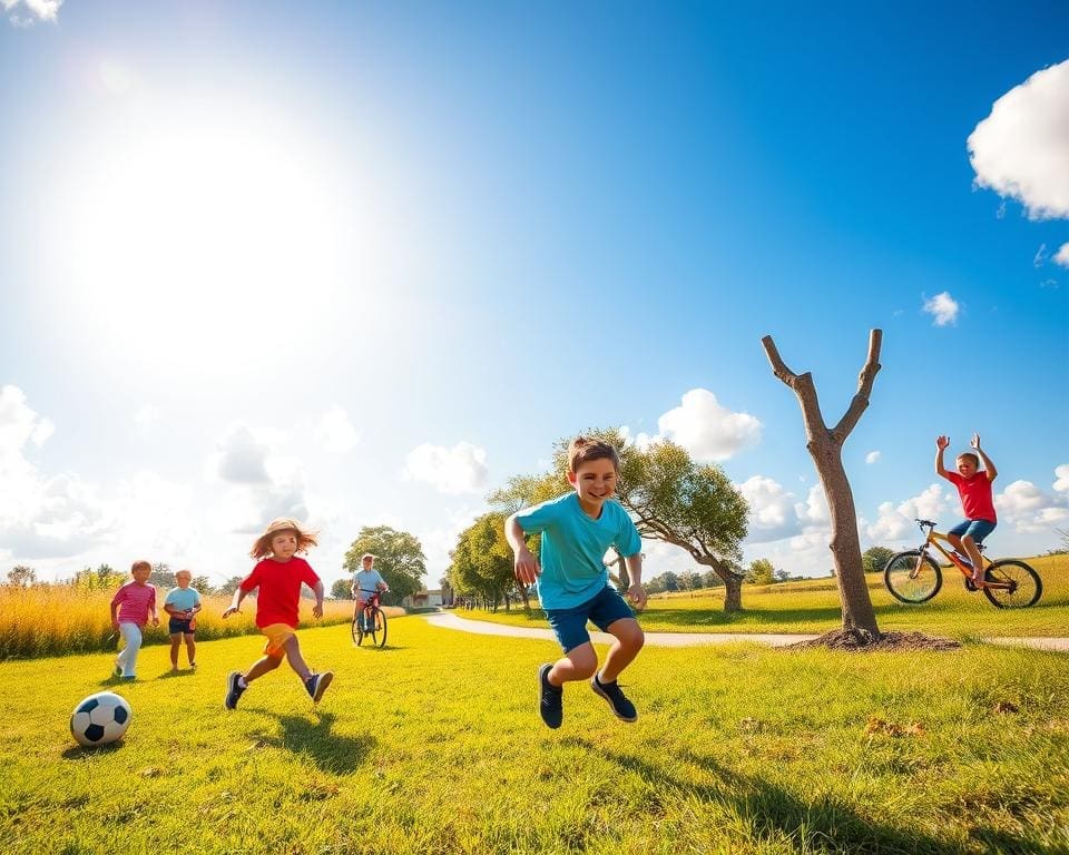 How does playing outside benefit physical health?